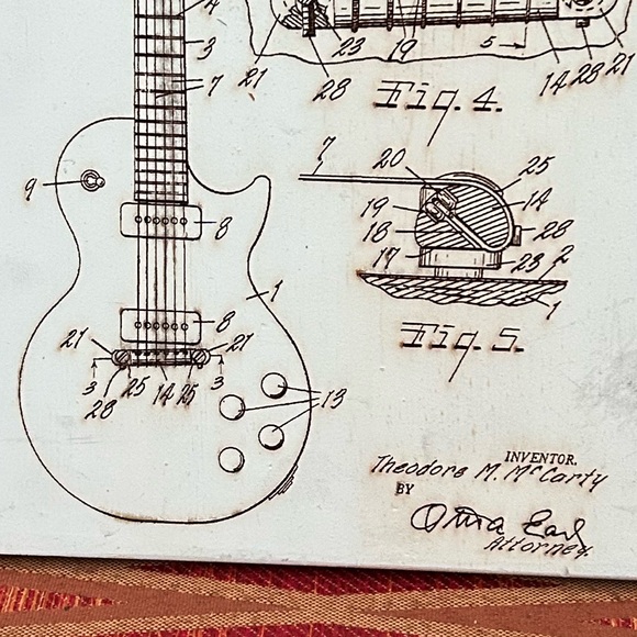 Fire & Pine image of 1953 guitar Patton on Wood 10”x7” VTG - Picture 8 of 12